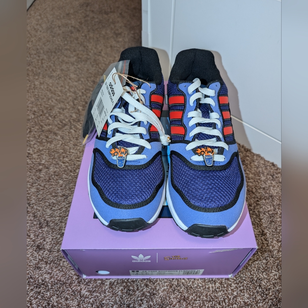 Simpsons x adidas ZX 1000 'Flaming Moe's' sneakers Size 8